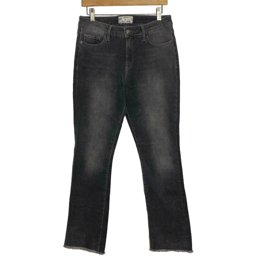 Free People Released Hem Cropped Straight leg Jeans washed black gray Size 29